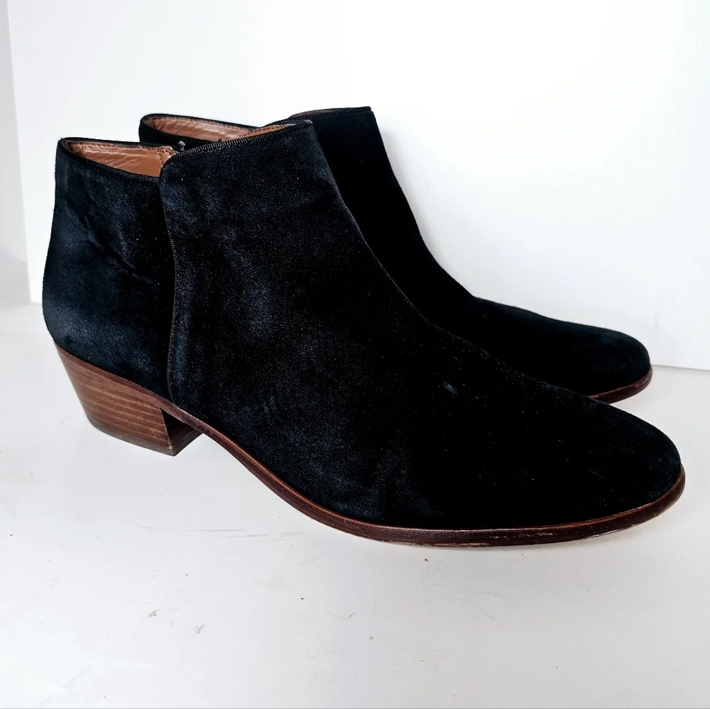 Sam Edelman Black Suede Low Heel Ankle Boot Size 12 - Picture 1 of 7